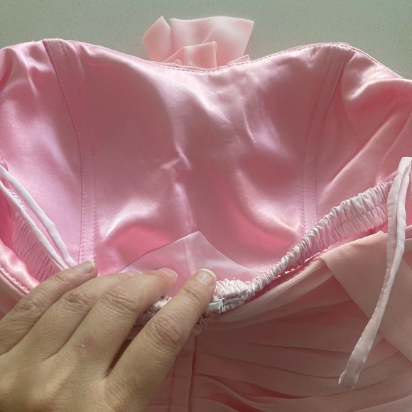 Custom-made blush pink chiffon one shoulder dress - Picture 7 of 7